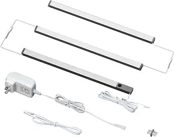 LUMILAND 3 Pcs 12-inch Led Under Cabinet Lighting Plug-in with Hand Wave, Dimmable 6000K Cold White Under Counter Lights Linkable with Memory Function for Kitchen