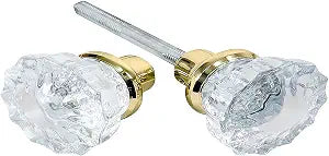 Mortise Lock Crystal Glass Door Knob Replacement Set, Brass Finish Base