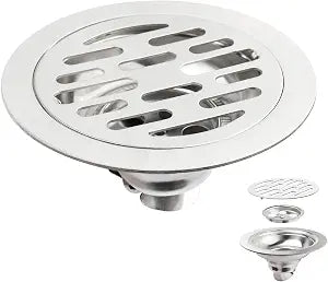 4 Inch Stainless Steel Floor Drain, Bestgle Anti Odor Floor Drain Backflow Preventer Shower Drain Strainer Fits for Laundry Rooms, Bathroom, Kitchen