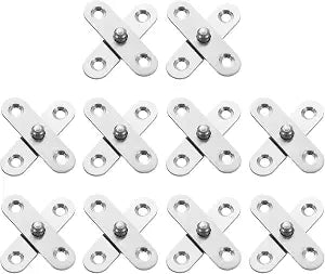 uxcell 10Pcs 360 Degree Rotating Pivot Hinges, 57 x 16.3mm Stainless Steel Centre Shaft Concealed Hidden Hinge for Home Kitchen Swinging Cabinet Doors, Silver
