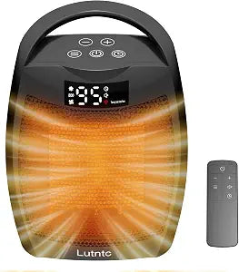 Portable Ceramic Space Heater 1500W, Fast Heating, Digital Display with Touch Controls, Built-in Handle, Overheat and Tip-Over Protection, Ideal for Home, Bedroom, and Office Heating