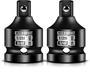 MTO 2 Pieces 3/4" Female to 1/2" Male Impact Socket Adapter, 3/4" Drive Impact Socket Reducer Set, Chrome Molybdenum Alloy Steel