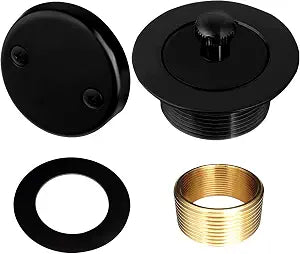 Matte-Black-Tub-Drain-kit Black-Bathtub-Drain-Kit Lift-Turn-Twist-Tub-Drain Trim-Kit-Conversion Kit - Black-Tub-Drain-Replacement-Kit with Universal Fine/Coarse Thread
