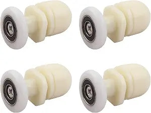 Qikuver 4PCS Shower Door Rollers, Copper Rod Pulley, for The Bathroom Glass Sliding Door Pulleys/Wheels, Strong Load-Bearing Capacity, Ultra-Quiet Shower Glass Door Rollers Replacement (25MM)