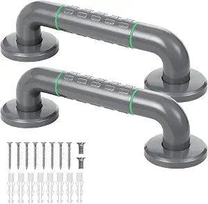 2 Pack Anti Bathroom Grab Rail,12inch Gray Stainless Steel Shower Hand Rail,Safety Hand Rail Support for Elderly, Children and Disability