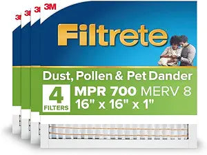 Filtrete 16x16x1 Air Filter, MERV 8, MPR 700, 4 HVAC Filters