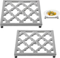 JOGREFUL Cast Iron Trivets, Kitchen Pot Heat Resistant Mats Gray, 2 Pack