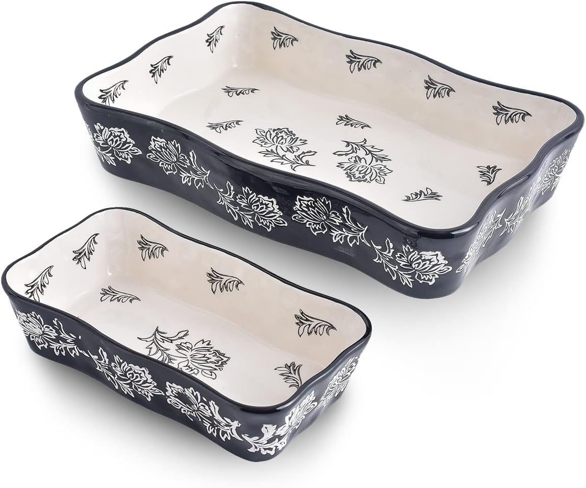 Wisenvoy Baking Dish Casserole Dish Ceramic Lasagna Pan 2-Pcs Bakeware Sets Baking Dishes Baking Set Baking Dish Set