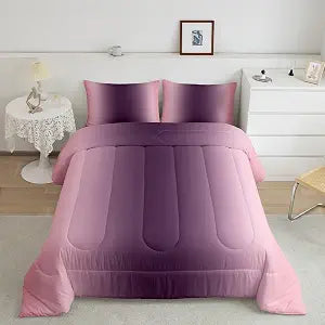 Erosebridal Pink and Purple Comforter Set Queen for Girls Boys Kids,Rainbow Ombre Bedding Set Aesthetic Room Decor for Women Men,Gradient Colorful Comforter Sets Abstract Quilt Bed Set 3Pcs