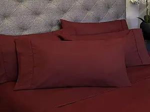 Sweet Home Collection 6 Piece 1800 Count Olivia Branch Microfiber Bedroom Sheet Set, King, Burgundy