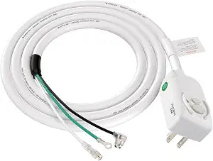 Wengart 120V 15 Amp LCDI Power Cord for Air Conditioner, 1800W Heavy Duty Replacement AC Cable with NEMA 5-15P Plug, Leakage Current Detection Interrupter, UL Listed, 7.2ft 14AWG Cord, White