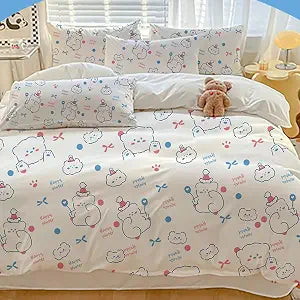 4Pcs Disposable Bed Sheets Set for Travel Hotel Portable Non-Woven Quilt Cover Pillow Case King Size (White, King (U.S. Standard))