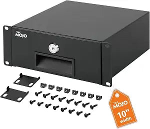 Tecmojo 2U Rack Mount Drawer for 10in Server Rack or Cabinet, Sliding and Lockable 10in Server Rack Drawer,Load-Bearing 33lb (15kg),with 3 Cable Management Holes