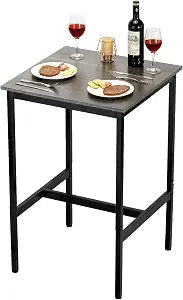 VEVOR Bar Table, Sturdy Metal Frame High Top Pub Table, Small Kitchen Dining, Cocktail Coffee Counter Bar Height Desk, Easy to Assemble, 24x24x36 in, for Living Room Party, Rustic Brown and Black