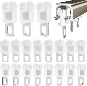 UKCOCO 50 pcs Curtain Track Glider Hooks Curtain Roller Track Slides for Traverse Rods Heavy Duty Roller for Smooth Hanging Easy Install Window Hardware