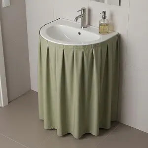Sink Skirt for Bathroom, Pedestal Sink Skirt for Decor, 67'' X 32'', Green