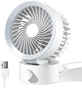 USB Desk Fan, Small Fans for Desktop, Strong Airflow Stepless Adjustable, Ultra Quiet Cooling, Plug In USB Powered, Portable for Home Office Dorm Indoor Laptop PC, White