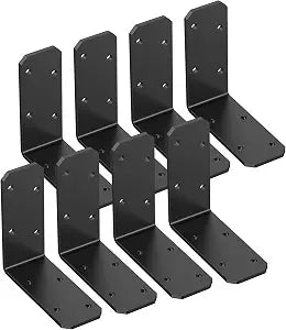 3"x3"x1.2" Steel L Bracket, 3mm Thick Black Angle Brackets 8-Pack