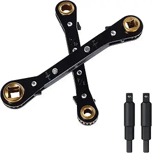 4PCS HVAC Service Wrench Set,Ratchet Wrenches (3/8", 1/4", 3/16", 5/16")