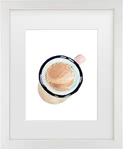 Trademark Fine Art Framed Wall Art - Key And Sea 'Coffee' Wall Decor with Matted Frame