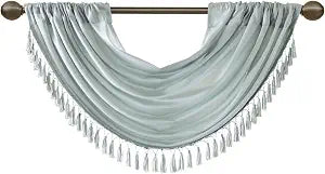 Madison Park Faux Silk Waterfall Window Valance, 1 Panel 38x46 Dusty Aqua