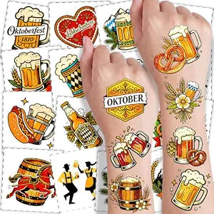 108 PCS Oktoberfest Temporary Tattoos, Waterproof Pre-Cut