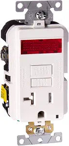 Leviton 20A-125V Extra-Heavy Duty Industrial Grade Pilot Light Tamper-Resistant Self-Test GFCI Receptacle, GFPL2-PLW, White, 20-Amp
