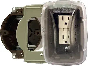 Intermatic WP3103C Plastic Weatherproof in-Use Cover, Clear, Single-Gang, with Round Box Adapter Plate for Device Boxes Accepting 6-32 Threads