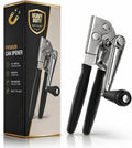 Heavy Duty Commercial Can Opener - Stainless Steel Can Opener for Large & Small Cans, Manual 360 Smooth Crank with Ergonomic Long Handles, Non-Slip Grip, 2-in-1 Bottle Opener for Restaurants & Home