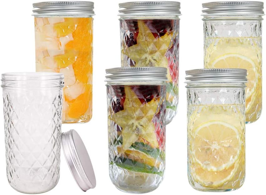 6 Pack 20 oz Glass Mason Jars With Lids, Canning Jars for Jam, Honey