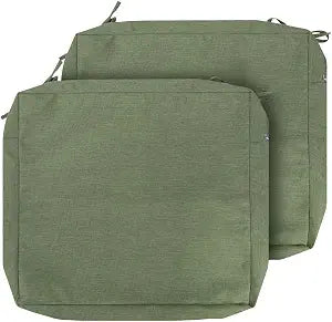 Magpie Fabrics Patio Cushion Covers Set of 2(Replacement Cover only, No Insert!), Waterproof Indoor Ourdoor Deep Seat Chair Cushion Slipcover with Ties(24x24x4 Inch, Green)