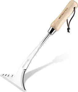 WORKPRO Crack Weeder, 13.5" Stainless Steel Weeding Tool, Wooden Handle