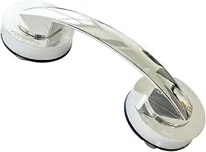 Suction Cup Door Handle, Powerful Vacuum Grab Bar for Glass, Mirror, Shower, Sliding Door, Window, Cabinet, Non-Slip Removable Bathroom Handle, No Drilling, Easy Install (Silver)