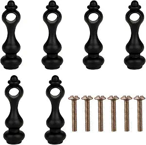 Gallery Rail for Shelves, 6-Pack Black Zinc Alloy Shelf Rail Connectors, 0.23 inch Inner Diameter, Tipping Rails Hardware for Glass Shelf Railing, Cabinet & Wine Rack Accessories