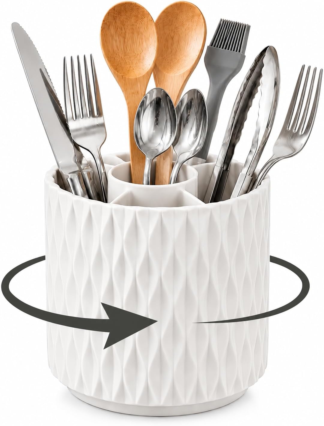 360 Rotating silverware holder for countertop with 4 Slots Utensil Holder
