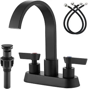 Airuida 4 Inch Centerset Waterfall Matte Black Bathroom Sink Faucet