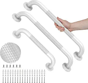 3 Pack Anti Slip Shower Grab Bar, Munzong 12" 16" 16" White Bathroom Bar