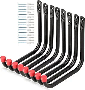 8 Pack Heavy Duty Garage Storage Utility Hooks, 6.7Inch Wall Hangers Ladder Hooks for Garden Tool, Bike, Chair, Hose, Outdoor or Indoor 6.7 x 6.7 x 0.5 inches