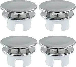 Waziaqoc 4 Pack Sink Basin Overflow Trim Ring Solid Brass Bathroom Sink, Overflow Ring Bathroom Cover Sink Insert Hole Round Caps, Double Layer Copper Solid Chrome