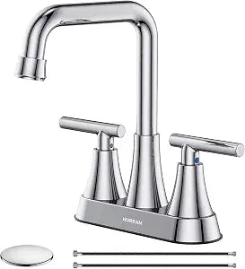 Hurran Chrome 4 inch Centerset Bathroom Faucet for Sink 2-3 Hole
