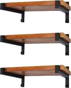 EZYDECOR 6 Pack Heavy Duty Shelf Brackets with Lip 12 Inch Black
