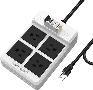 GFCI Power Strip with 4 Outlets, 30mA RCBO Circuit Breaker, White