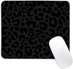 Black Leopard Print Square Mouse Pad,Non-Slip Rubber Base Mouse Pad, Home Office Decoration Desktop Accessory,Laptop Mouse Pad for Office Laptops,9.4x7.8x0.12inch.