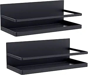 2 Pack Magnetic Spice Rack, Easy to Install on The Side of Refrigerator/Space Saving Kitchen Organization Shelf Organizer for Cabinet