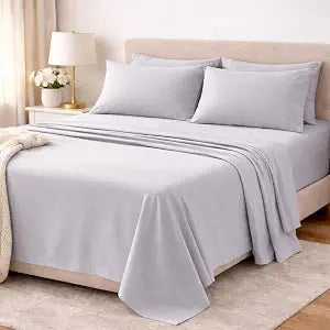 Soleil Fine Goods Luxurious 4-Piece Microfiber Sheet Set (Grey, King (U.S. Standard))