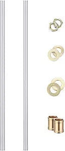 Canomo Lamp Repair Hardware Lamp Pipe Kit Includes 12" All Thread Zinc Plated Lamp Pipes 1/8 Thread, Washers and Nuts, 1 Set(2 Pieces)