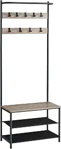 VASAGLE Hall Tree with Bench and Shoe Storage, 9 Movable Hooks, Top Bar