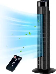Uthfy Tower Fan with Remote, Portable 120 Oscillating Standing Fan, 3 Speeds & 3 Modes, 7.5H Timer, Fans That Blow Cold Air for Bedroom, Living Room, Office, Black