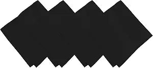 Elrene Home Fashions Villeroy & Boch La Classica Luxury Linen Fabric Napkin (Set of 4), 21"x21", Black