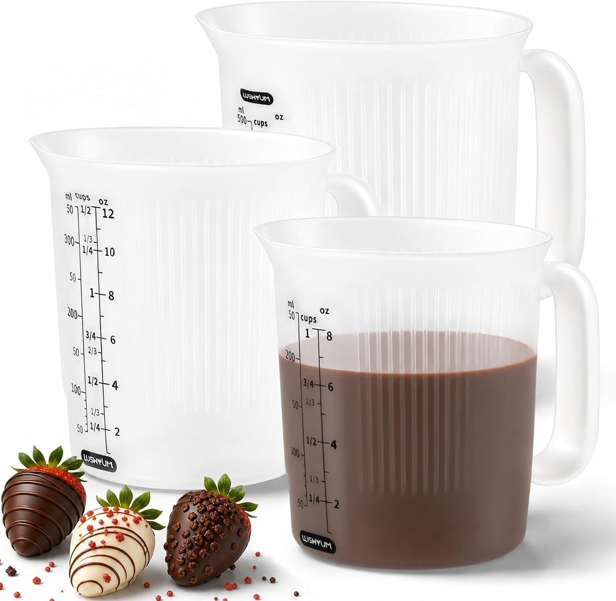 LUSHYUM Silicone Measuring Cups for Melting Chocolate, Detachable Handles